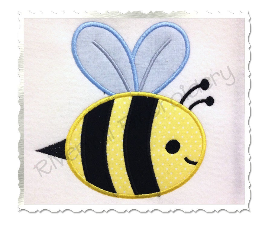 Bee Applique Machine Embroidery Design 4 Sizes