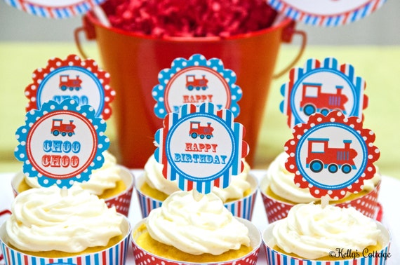 Vintage Train 2 Inch Party Circles, Instant Download, Printable, Cupcake Toppers, Favor Tags, Decorative Circles Il_570xn