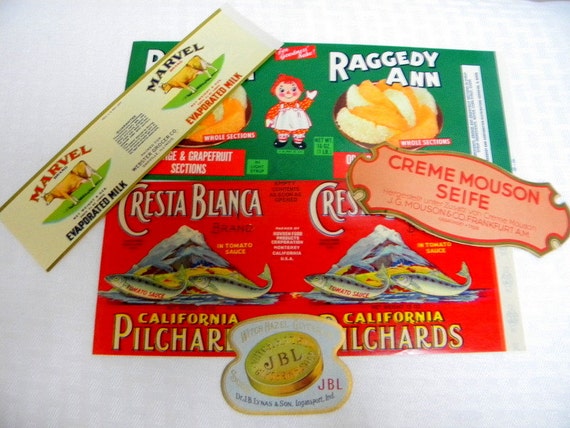 Lot vintage labels for food and beauty products early 20th century DESTASH