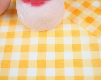 Orange Check Design Wax Paper Baking Cookie Sandwich Gift Wrap (25 sheets)