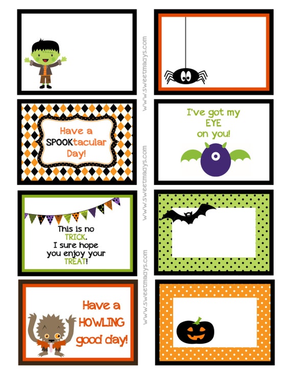 free printable halloween lunch box notes