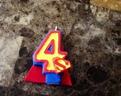 Superhero Painted Candle with Cape- painted candle superhero party birthday candle party decoration