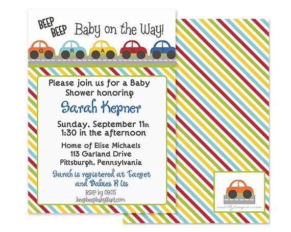CARS Beep Beep Baby Shower/Birthday Invitation, Printable Il_570xn