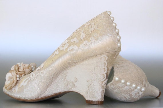 Wedding Shoes Wedding Wedges Ivory Wedding by EllieWrenWeddingShoe