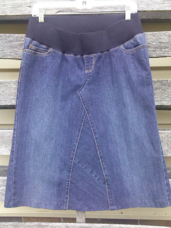 Maternity Jean Skirt Below the Knee