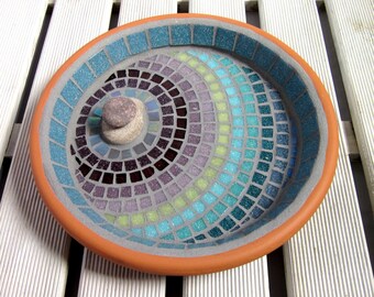 Heather Ripple Mosaic Garden Bird Bath Ornament