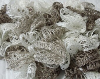 Cream Tan Beige Silver Sashay Scarf crochet