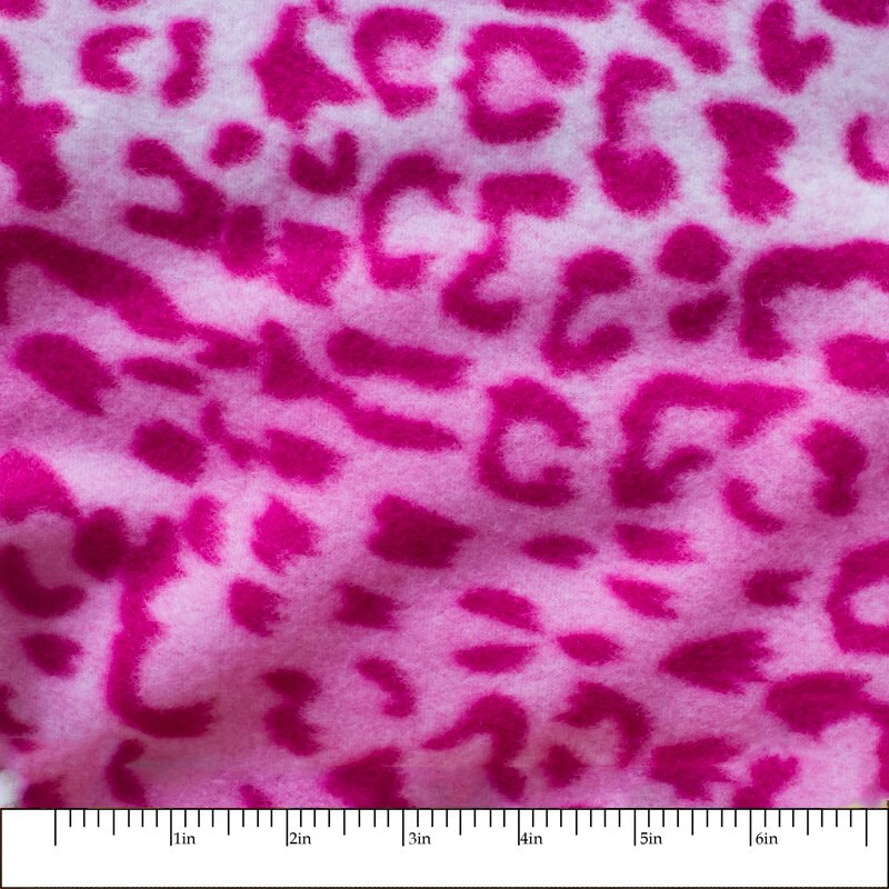 Leopard Animal Print Fleece Fabric by the Yard Pink