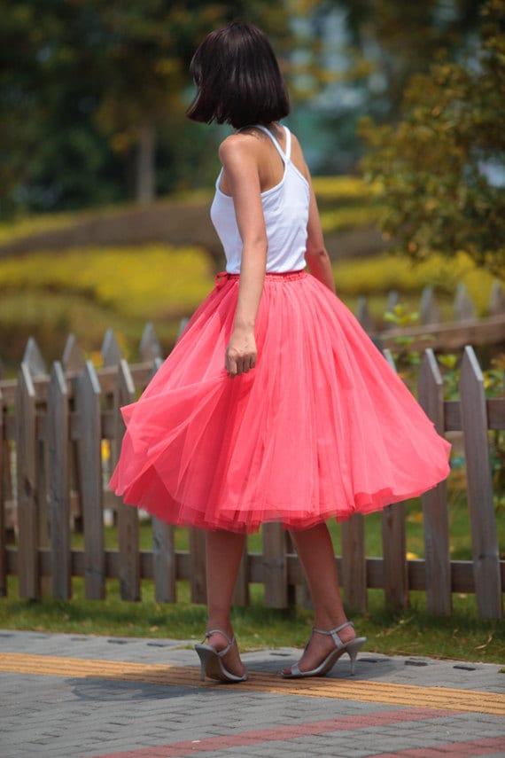 Tulle Skirt Tea Length Tutu Skirt Knee Length By Sophiaclothing 