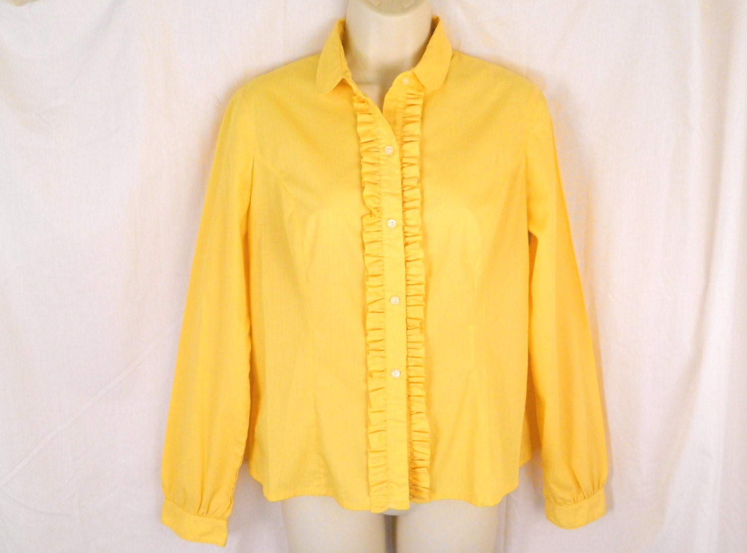 Vintage Ladies Yellow Tuxedo Blouse / Shirt Women’s M – Haute Juice