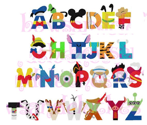 disney inspired letters font embroidery design instant