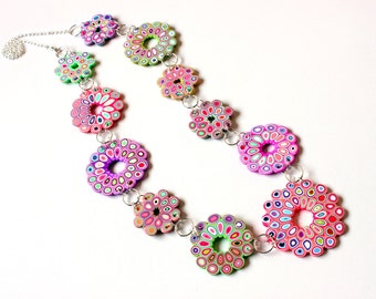 Polymer Clay Necklace Spring Rose Windows