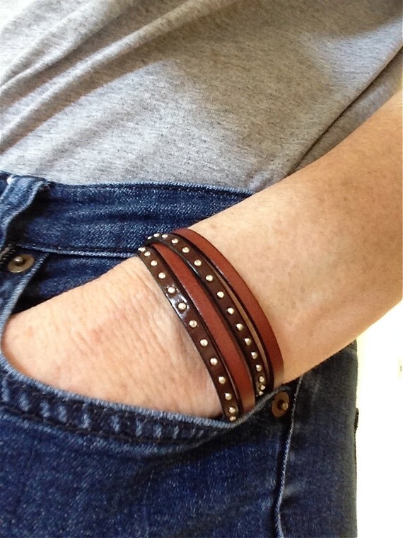 Brown Leather Wrap Bracelet Womens Leather Jewelry