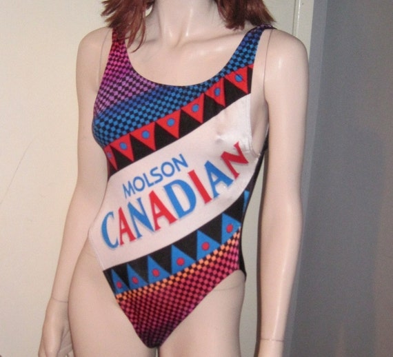 Molson Canadian Beer Vintage One Piece Bathing Suit by BmoreUnique