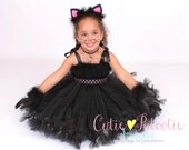 Petti Tutu Dress - Halloween Cat or Kitten Costume - Black and Pink - Curious Cuddles - 3-4 Toddler Girl - Cutie Patootie Designz Il_170x135
