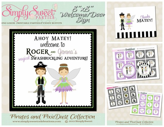 Pirates & Pixie Dust Birthday Party Package- Printable PDF files Il_570xn