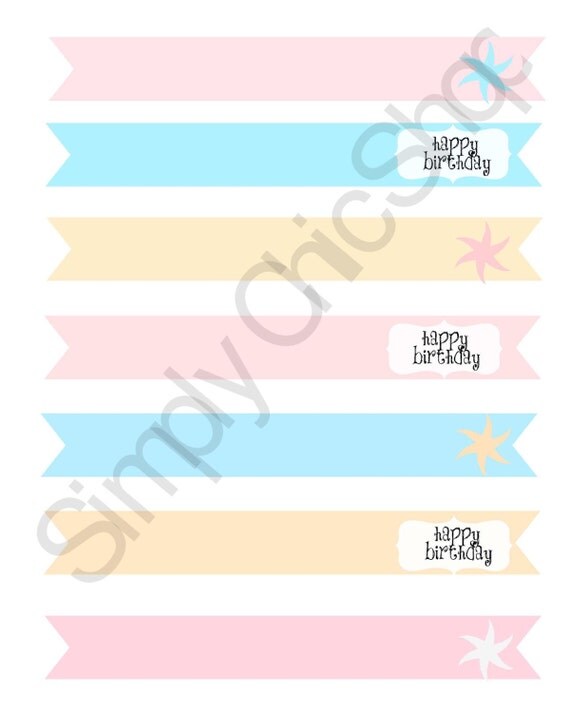 INSTANT DOWNLOAD, Mermaid Party Printables- Pastel Paper Straw Flags, Printables,Die Cuts, tags, Invitations, Cards, Digital Frames Il_570xn