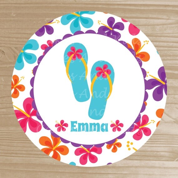 - Personalized Flip Flop Plate - Custom Plate for Kids - Flip Flops ...
