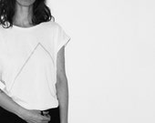 TAN004 - Woman Rolled Sleeve Tunic T-Shirt S M L Farbe weiss schwarz Motiv hellgrau weiß 100% Baumwolle