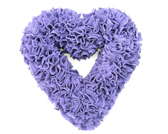 Spring Wreath -Easter Wreath - Mother's Day Gift - Lavender Wreath - Purple Wreath - Heart Wreath - Fleece Wreath - Door Wreath - Rag Wreath