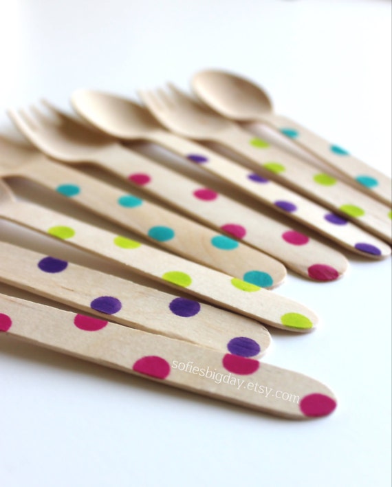 RAINBOW BRIGHTS-hand stamped utensils-alice in wonderland-mad hatter-rainbow-my little pony-mardi gras-25 Count Il_570xn