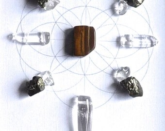 INSPIRED ACTION --- framed crystal grid with sacred geometry