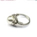 SALE Wire Wrapped Ring, White Pearl Ring, Large Silver Ring-- Pick Your Color