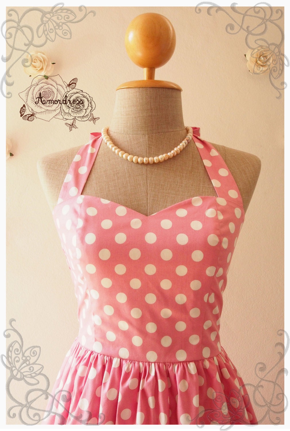 PRETTY IN PINK : Pink dress pink summer dress vintage by Amordress