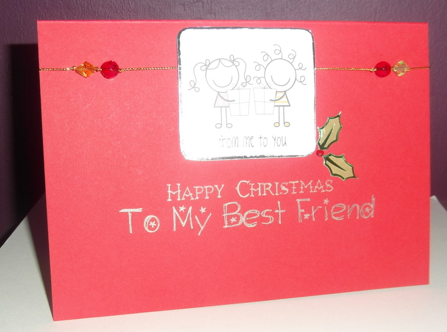 Handmade Christmas Card for Best Friend by bedrockweddings on Etsy