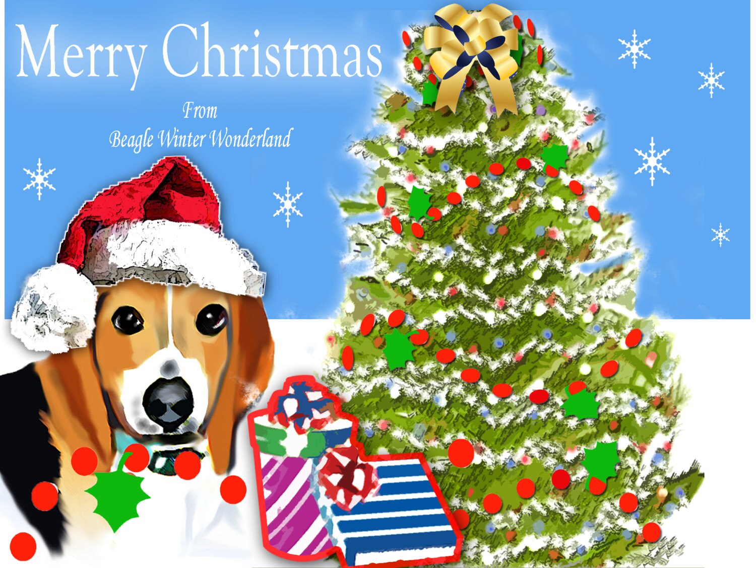 Beagle Christmas Winter Wonderland Greeting Card