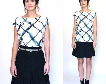Hand painted silk top. WIRE FENCE Made to order.