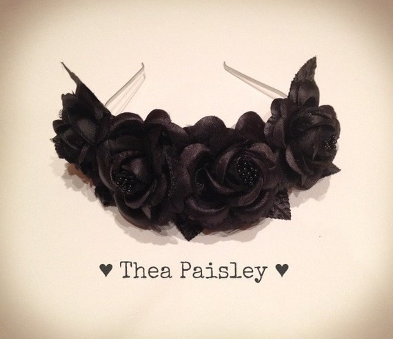 Rose Halo: Flower crown Flower crown black etsy flower Black