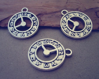 20pcs Antique Silver clock pendant charm 19mm