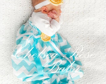 Baby Girl Dress, Baby Girl bodysuit Dress, Aqua Chevron Dress, Newborn Sleep Gown, Layette, Baby Nightgown, Newborn Sleep Sack, Baby Girl