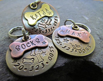 Dog Bone Pet ID Tag - Dog tag - Pet tag - Dog Collar Tag - Personalized - Custom Dog Tag - Unique Pet ID Tag - Engraved - Handmade