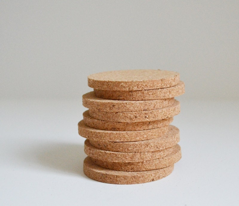 Cork Discs Set of 10 Natural Cork Circles Craft Cork Wedding
