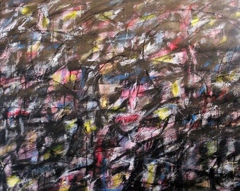 Winter of My Discontent. 11-21-13 (LARGE abstract expressionist painting, black, white, gray, blue, red, yellow)