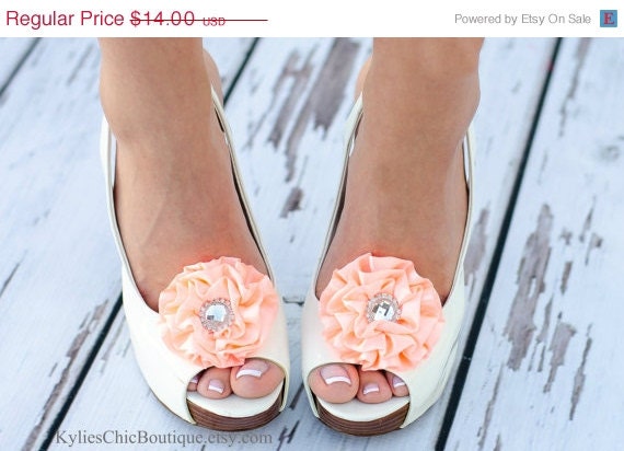 SALE Peach Shoe Clips - Wedding, Bridesmaid, Date Night, Party, Everyday wear