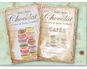 Digital Collage Sheet Download - Shabby French Macarons - 852 - Digital Paper - Instant Download Printables