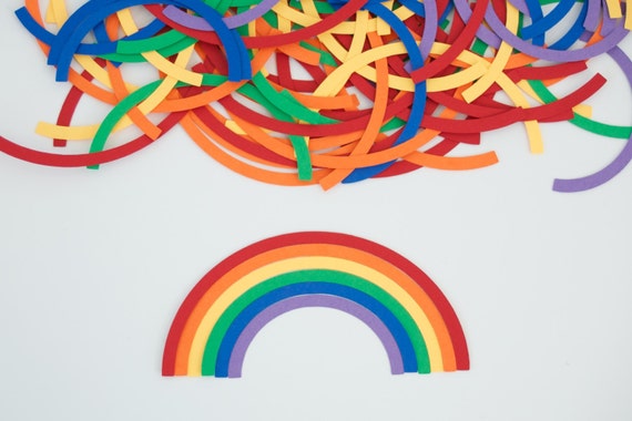 Rainbow Confetti, Rainbow Birthday Party Il_570xn
