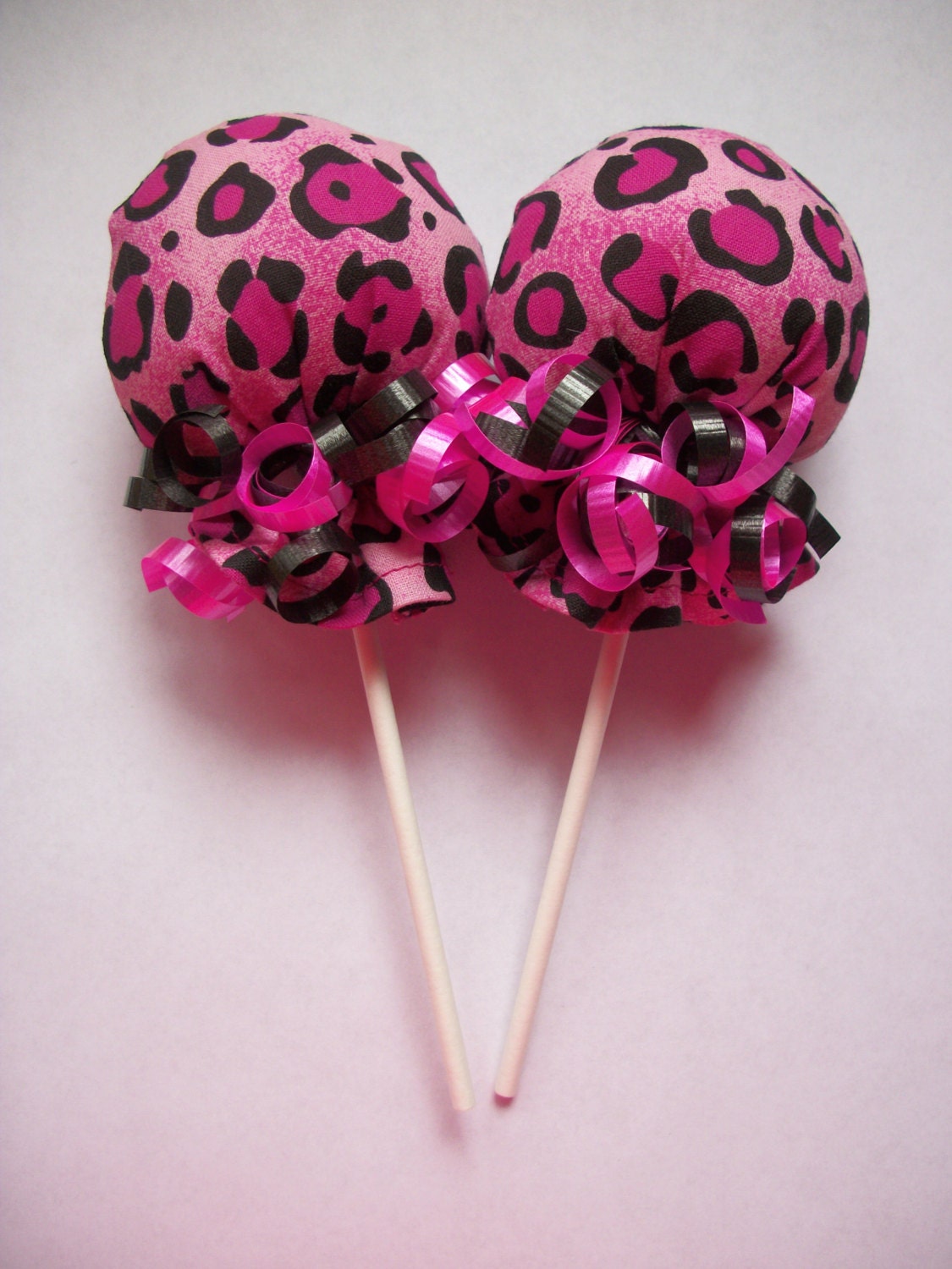 pink black cheetah print scratch mitten lollipops baby shower