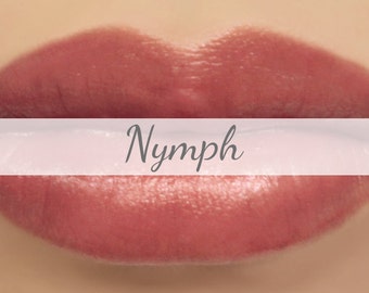 Vegan Mineral Lipstick Sample - "Nymph" (natural semi-sheer burgundy rose color) lip tint, balm, lip colour