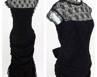 FALL SALE Vintage 1980s Gunne Sax Dress - Gothic Black Lace Victorian ...