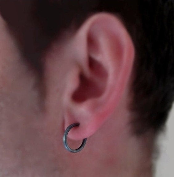 Black Hoop Earrings for Men Men's Earrings Dark