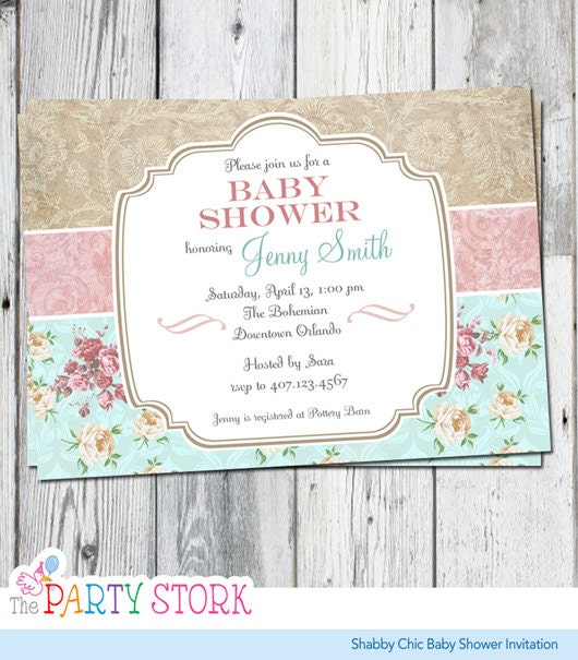 Shabby Chic Baby Girl Shower Invitations 7