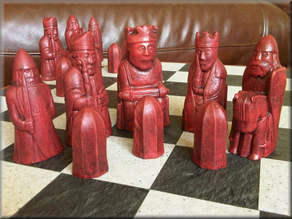 Authentic British Museum Replica Isle of Lewis Chess Set plus