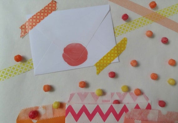 Coral Watercolor Letter Seal Stickers, 9 Pack Il_570xn