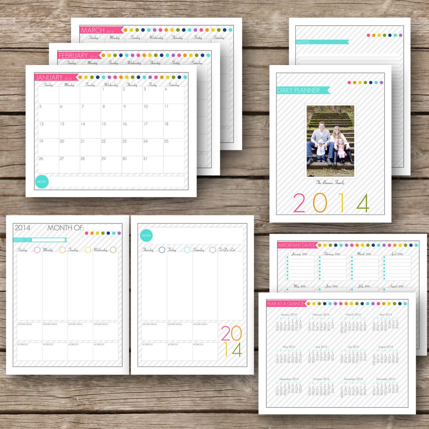 Items similar to Personalized 2014 Complete Day Planner Printable ...