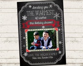 Custom Photo Christmas Card - 5x7 printable download - 1 Photo - Warmest Wishes this holiday - Chalkboard, Snowflakes, vintage inspired Card Il_170x135