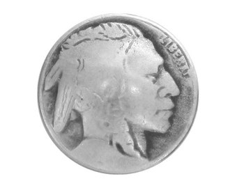 2 Indian Head 1 inch ( 25 mm ) Metal Buttons Antique Silver Color